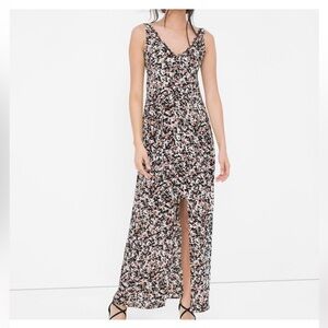 White House Black Market V-Neck Floral Print Maxi Dress double layered size 4